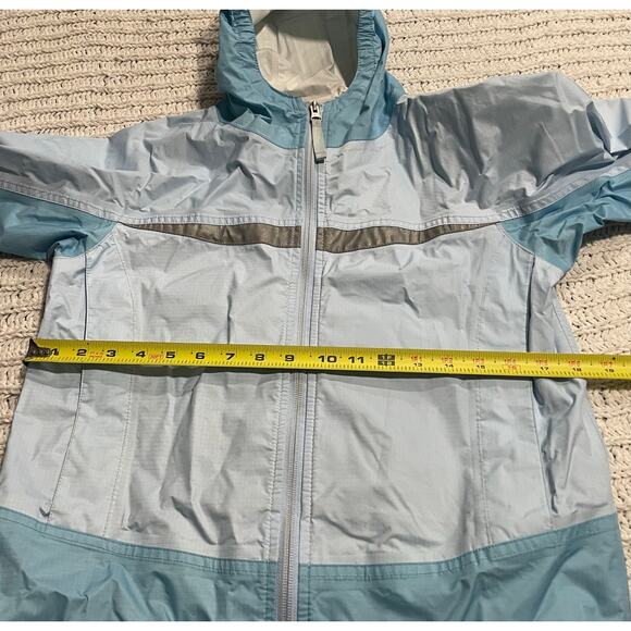 LL Bean Rain Coat Wind Breaker Lightweight Hooded Girls Medium 10-12 Blue 0 BVS1 - Picture 4 of 16